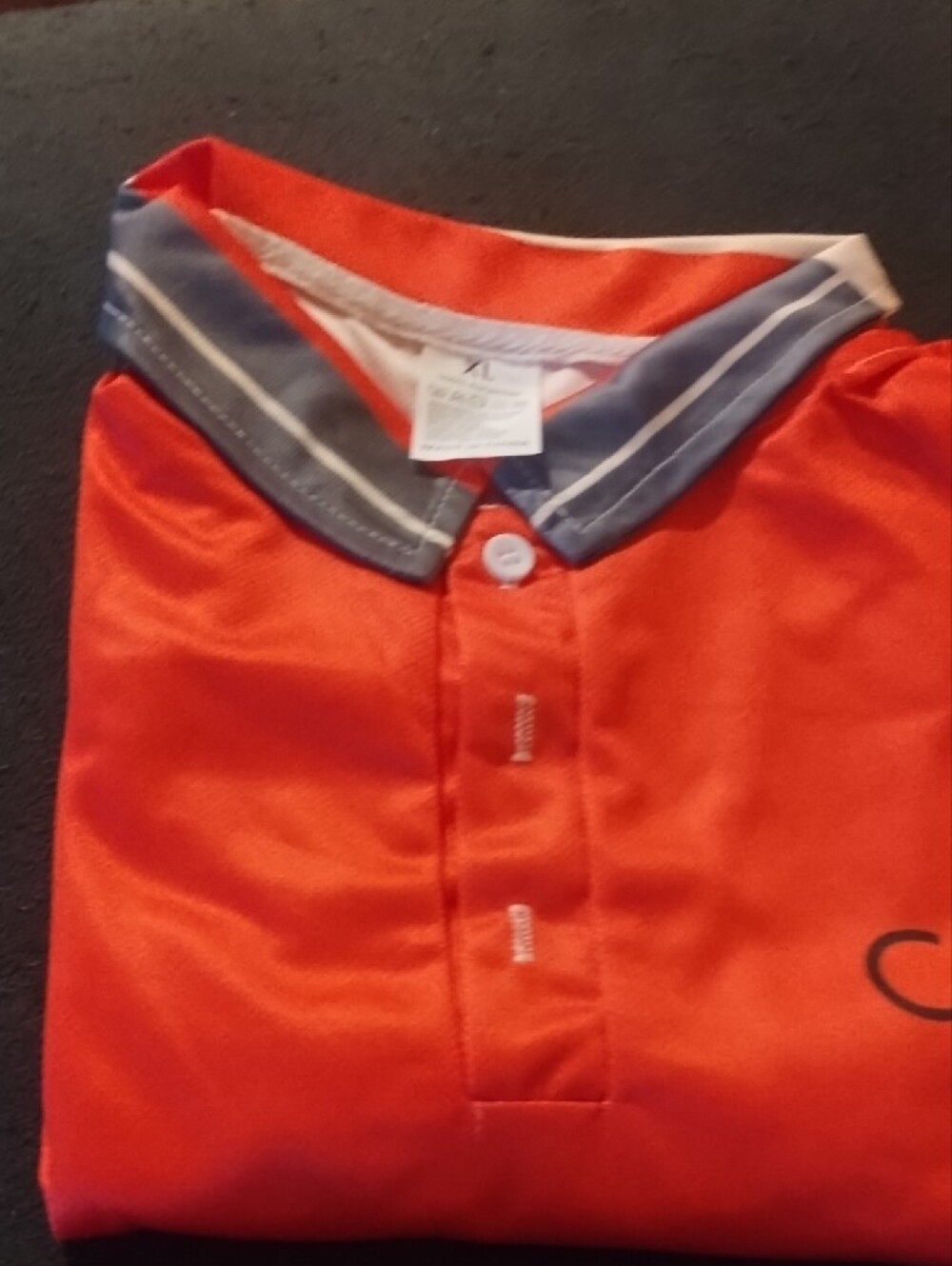 Orange Polo Shirt with Contrast Blue-Trim Collar - Picture 4 of 4